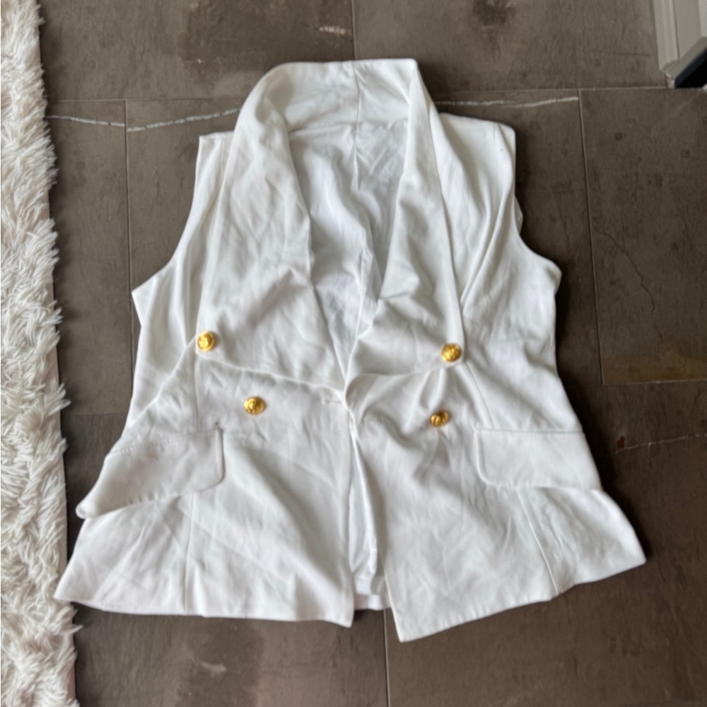 SHEIN White Vest with Gold Buttons